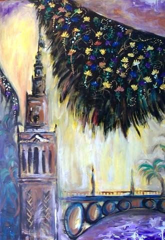 Sevilla con mantilla Acrylic Canvas Landscaping