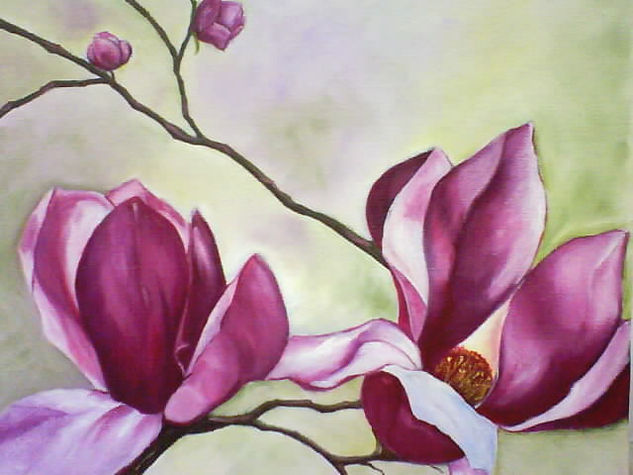 flor de magnolio Oil Canvas Floral Painting