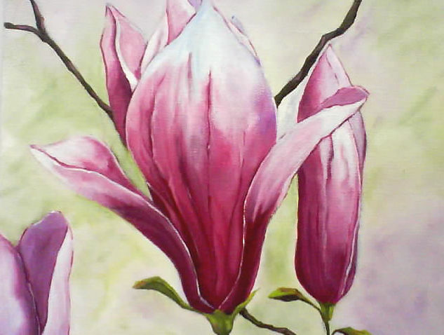 flor de magnolio Oil Canvas Floral Painting