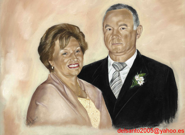 Amelia y Jose Luis Pastel Papel Retrato