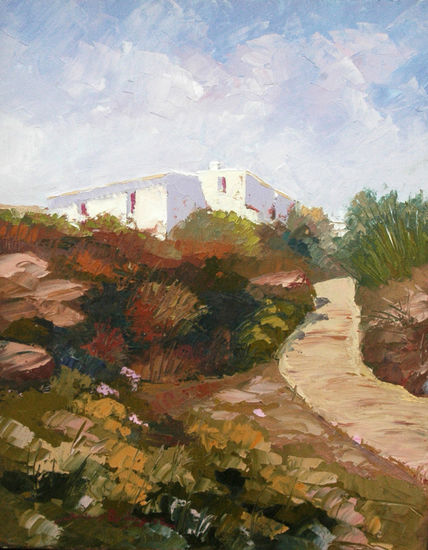 Cortijo sobre colina Óleo Lienzo Paisaje