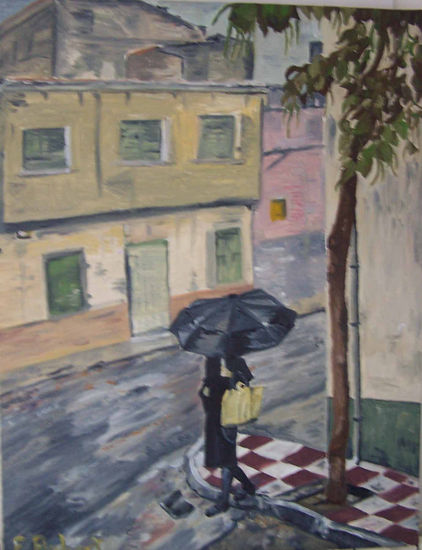 Calle mojada Oil Canvas