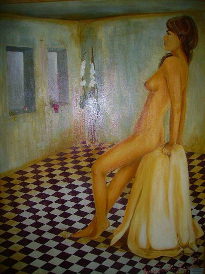 MODELO EN POSE EN TALLER Oil Canvas Nude Paintings