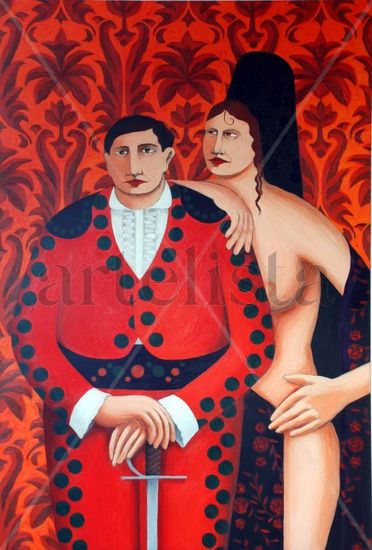 MUSA Y TORERO Acrylic Panel Figure Painting