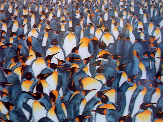 Manifestación de pingüinos emperadores en contra del agujero de la capa de ozono.