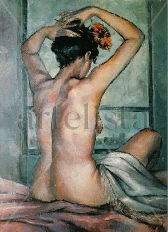 Desnudo en la ventana Óleo Lienzo Desnudos