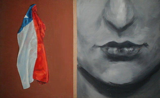 dos patrias, la vieja y la nueva Oil Panel Portrait