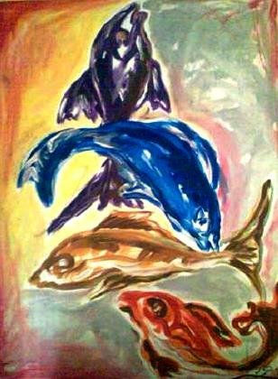 Peces Acrylic Canvas Marine Painting