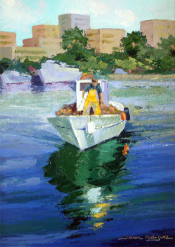 Hacia el amarre Oil Canvas Marine Painting