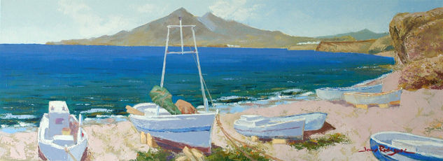 Barcas en La Isleta del Moro Oil Canvas Marine Painting