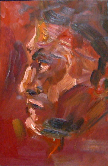 Retrato en Rojo Oil Panel Portrait