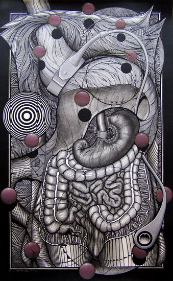 La cohersión de la gula Mixed media Canvas Figure Painting