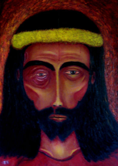 Cristo Rojo Óleo Lienzo Otros