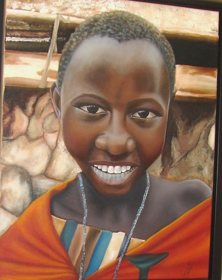 JOVEN MASAI Oil Canvas Portrait