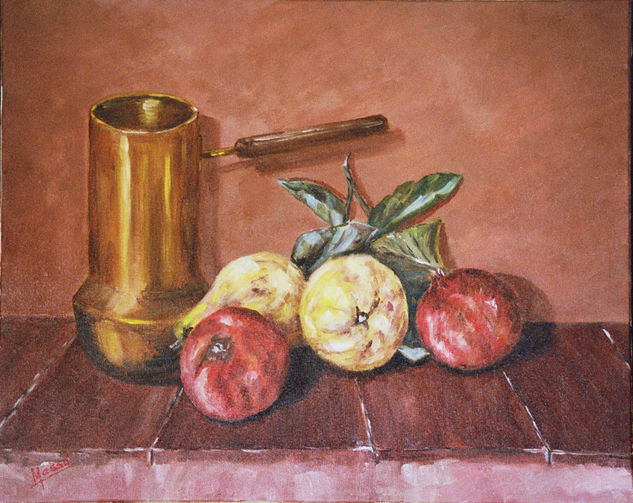 Jarron cobre y frutas Oil Canvas Landscaping