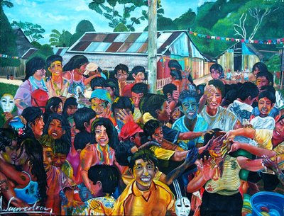 "Carnaval en la Selva" Oil Canvas Landscaping