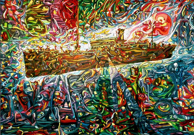 - Vapor Correo Rio Francolí Oil Canvas Marine Painting