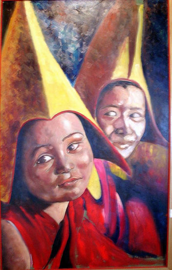 LOS HERMANITOS Oil Canvas Figure Painting