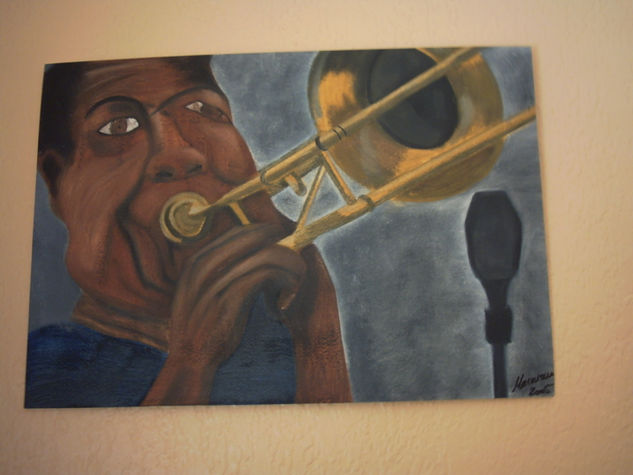 Trombón Oil Paper Portrait