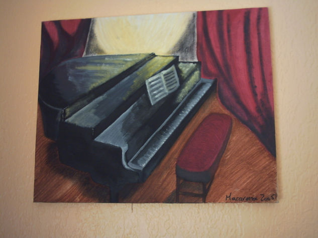 Piano Óleo Lienzo Figura