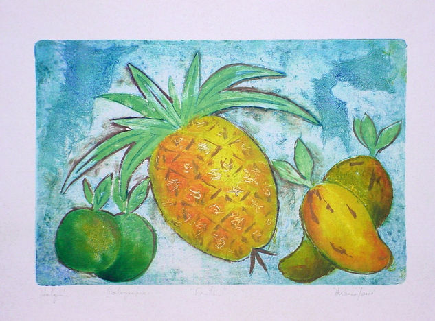 Frutas de Cuba Collagraphy