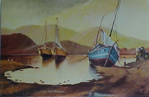 Marina VI Oil Canvas Marine Painting