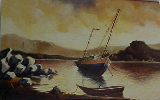 Marina  XIV Oil Canvas Marine Painting