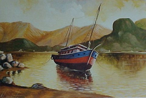 Marina XV Oil Canvas Marine Painting