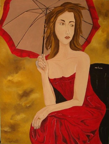 La Mujer y la Sombrilla Oil Canvas Portrait