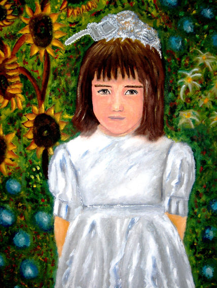 Niña y girasoles