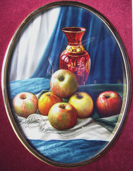 Bodegón. manzanas Watercolour Card Still Life Paintings