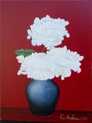 Chrysanthemum - I Acrylic Canvas Floral Painting