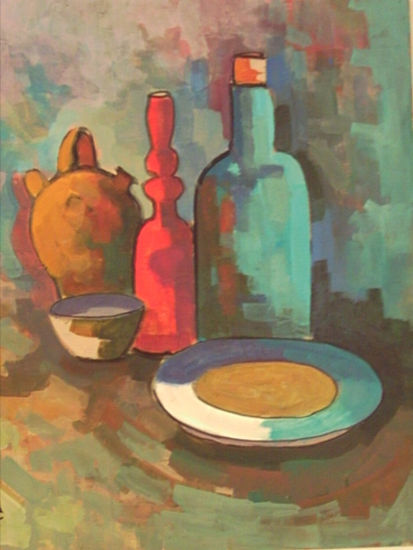 La botella Roja Acrylic Panel Still Life Paintings