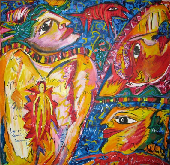 corazon Acrylic Textile Figure Painting