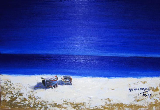 Playa con barcas Oil Panel Landscaping