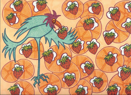Gallo azul y fresas...