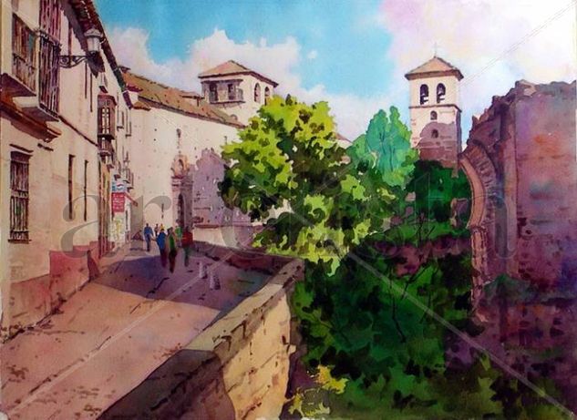 Carrera del Darro - Granada Acuarela Papel Paisaje