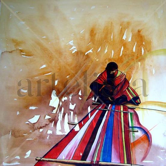 Tejedora Acrylic Textile Figure Painting