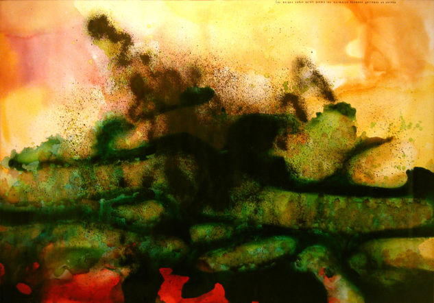 Incendios gallegos Mixed media Paper Landscaping