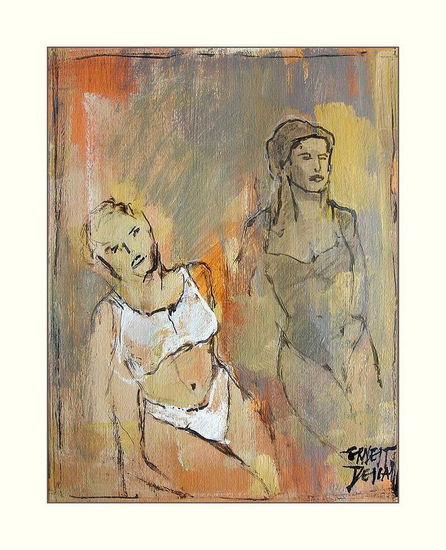 DOS AMIGAS Oil Paper Figure Painting