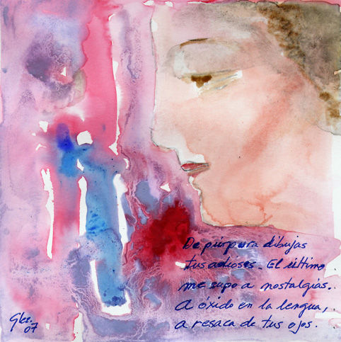 De púrpura dibujas tus adioses Mixed media Paper Others