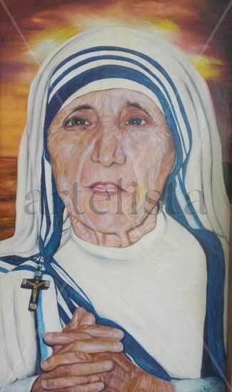 MADRE TERESA DE CALCUTA\\\\ Óleo Tabla Retrato