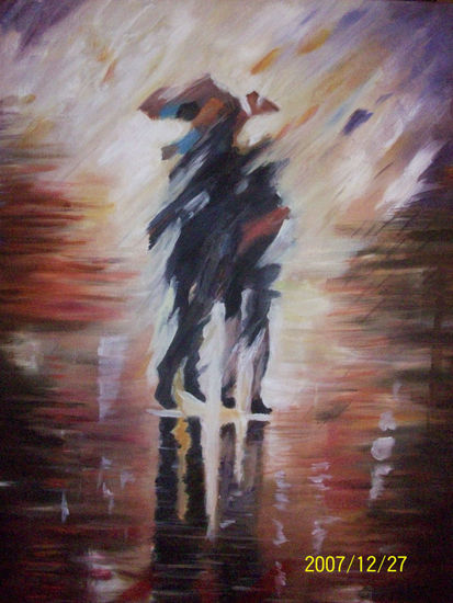 paseo bajo la lluvia Oil Canvas Landscaping