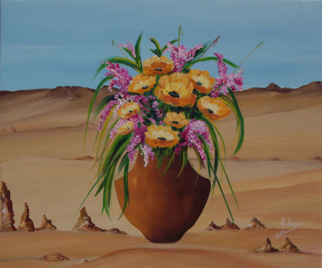 Flores y arena