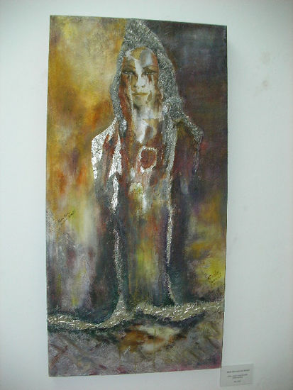 tanto llore que me derreti Oil Panel Figure Painting