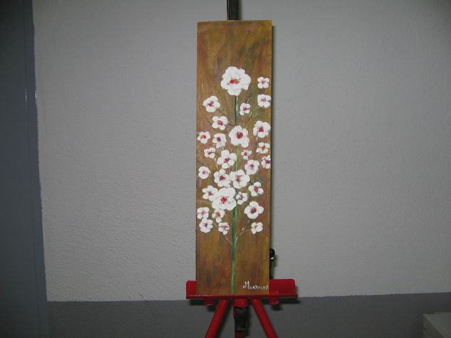 FLORES BLANCA Oil Panel Floral Painting