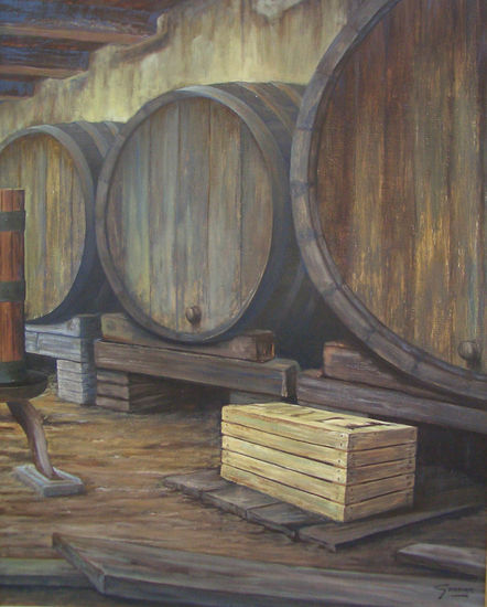 INTERIOR DE BODEGA Oil Panel Still Life Paintings