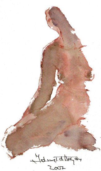 diosa arrodillada Watercolour Paper Figure Painting