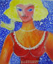 mujer y pájaro