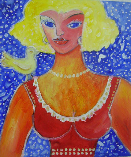 Mujer y pájaro